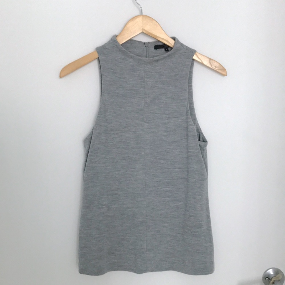 Tibi Merino wool, high neck, sleeveless shell.